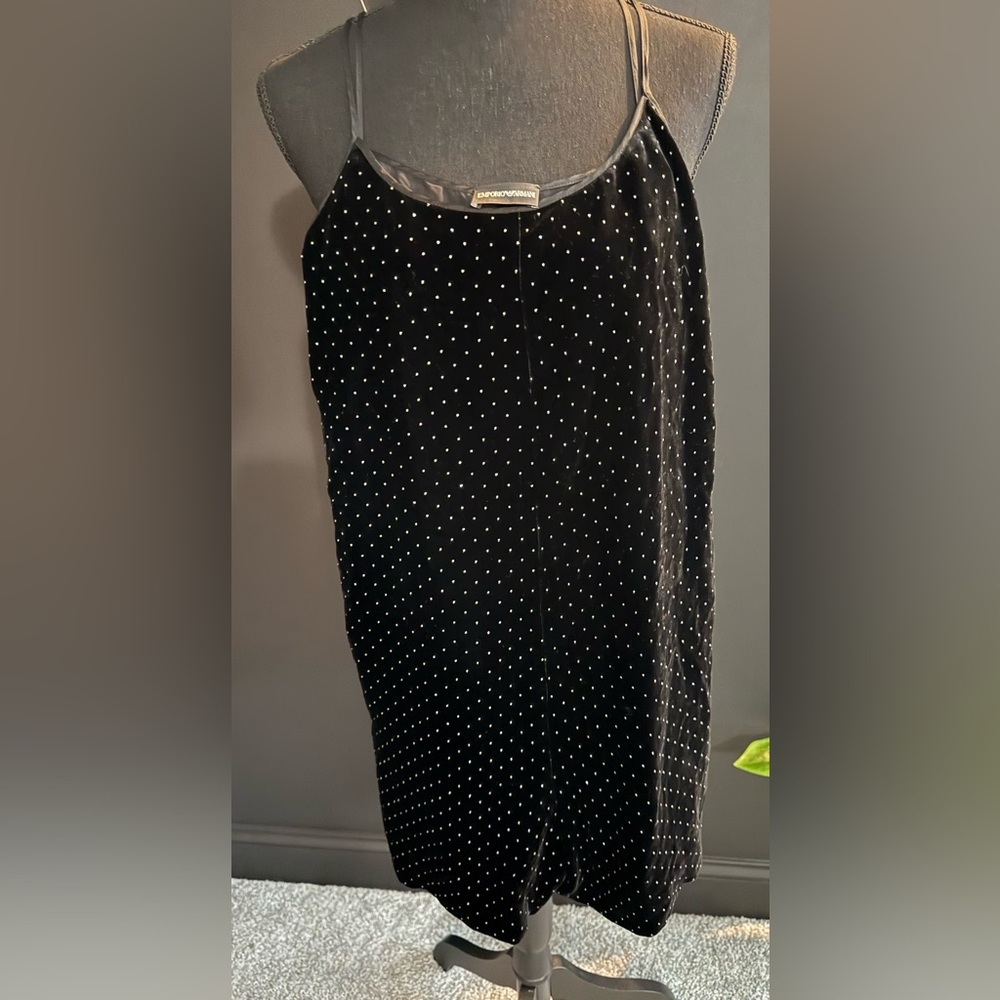 Emporio Armani Black Velvet romper with rhinestones